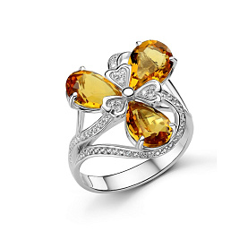 Кольцо Дар - Серебро 925, Фианит, Цитрин (арт. К-5245рс40500)