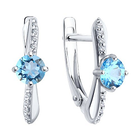 Серьги SOKOLOV - Серебро 925, Топаз, Фианит (арт. 92022839)