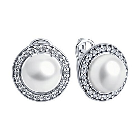 Серьги SOKOLOV - Серебро 925, Жемчуг культивированный, Фианит (арт. 92022957)