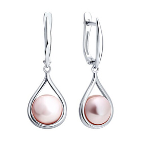 Серьги Diamant - Серебро 925, Жемчуг имитация (арт. 94-121-00138-1)