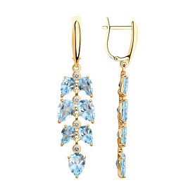 Серьги Diamant - Серебро 925, Топаз, Фианит (арт. 93-321-02622-2)