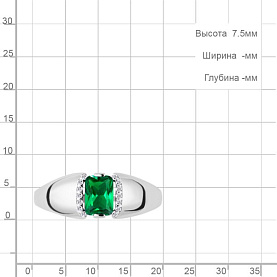 Кольцо Аквамарин - Серебро 925, Синтетический изумруд, Фианит (арт. 68428АГ.5)
