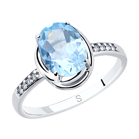 Кольцо SOKOLOV - Серебро 925, Топаз, Фианит (арт. 92011768)