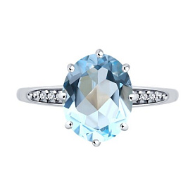 Кольцо Diamant - Серебро 925, Топаз, Фианит (арт. 94-310-02054-1)