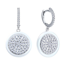 Серьги SOKOLOV - Серебро 925, Керамика, Фианит (арт. 94026914)