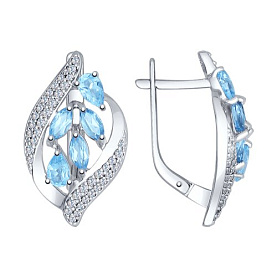 Серьги SOKOLOV - Серебро 925, Топаз, Фианит (арт. 92021509)