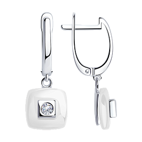 Серьги Diamant - Серебро 925, Керамика, Фианит (арт. 94-121-01278-2)