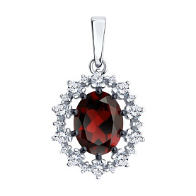 Подвеска Diamant - Серебро 925, Гранат, Фианит (арт. 94-330-02042-2)