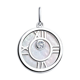 Подвеска SOKOLOV - Серебро 925, Фианит, Перламутр (арт. 94032169)