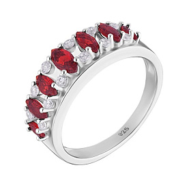 Кольцо Альфа-Карат - Серебро 925, Синтетический гранат, Фианит (арт. A3513RGA)