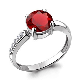 Кольцо Аквамарин - Серебро 925, Синтетический гранат, Фианит (арт. 6943885А.5)