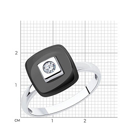 Кольцо Diamant - Серебро 925, Керамика, Фианит (арт. 94-110-01278-1)