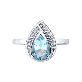 Кольцо SOKOLOV - Серебро 925, Топаз, Фианит (арт. 92014625)