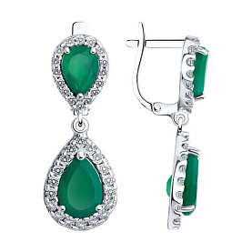 Серьги SOKOLOV - Серебро 925, Агат, Фианит (арт. 92022825)