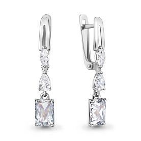 Серьги Аквамарин - Серебро 925, Фианит (арт. 400617.5)