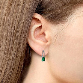 Серьги Аквамарин - Серебро 925, Синтетический изумруд (арт. 400567П.5)