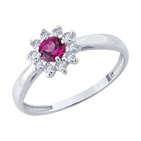 Кольцо SOKOLOV - Серебро 925, Родолит, Фианит (арт. 92014636)