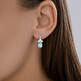 Серьги SOKOLOV - Серебро 925, Топаз, Фианит (арт. 92023197)