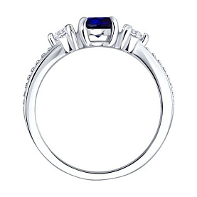 Кольцо SOKOLOV - Серебро 925, Сапфир, Фианит (арт. 62010032)