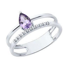 Кольцо SOKOLOV - Серебро 925, Аметист, Фианит (арт. 92014683)