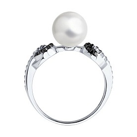 Кольцо SOKOLOV - Серебро 925, Жемчуг синтетический, Фианит (арт. 94014415)