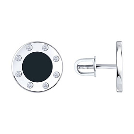 Серьги Diamant - Серебро 925, Фианит, Эмаль (арт. 94-122-02235-1)