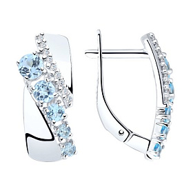 Серьги SOKOLOV - Серебро 925, Топаз, Фианит (арт. 92022049)