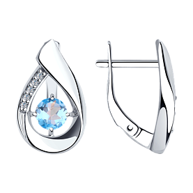 Серьги Diamant - Серебро 925, Топаз, Фианит (арт. 94-320-00695-1)
