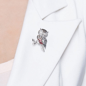 Брошь SOKOLOV - Серебро 925, Фианит, Синтетический рубин (арт. 94040177)