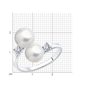 Кольцо Diamant - Серебро 925, Жемчуг имитация, Фианит (арт. 94-110-01101-1)