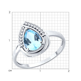 Кольцо SOKOLOV - Серебро 925, Топаз, Фианит (арт. 92014625)