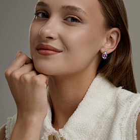 Серьги SOKOLOV - Серебро 925, Фианит, Аметист (арт. 92023263)