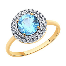 Кольцо SOKOLOV - Золото 375, Топаз, Фианит (арт. 37714972)
