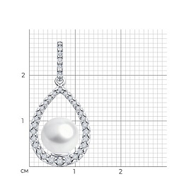 Подвеска SOKOLOV - Серебро 925, Жемчуг синтетический, Фианит (арт. 94033211)