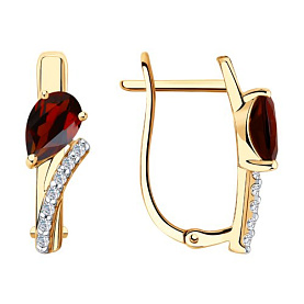 Серьги SOKOLOV - Золото 375, Гранат, Фианит (арт. 37726108)