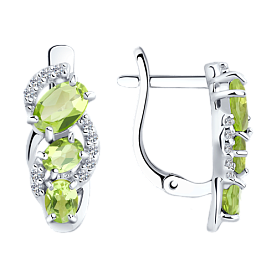 Серьги SOKOLOV - Серебро 925, Фианит, Хризолит (арт. 92021141)