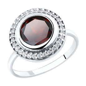 Кольцо SOKOLOV - Серебро 925, Гранат, Фианит (арт. 92011853)