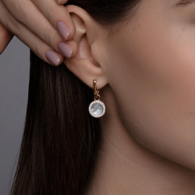 Серьги SOKOLOV - Золото 585, Перламутр, Фианит (арт. 728878)