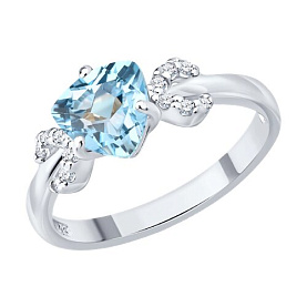 Кольцо SOKOLOV - Серебро 925, Топаз, Фианит (арт. 92011038)