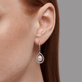 Серьги SOKOLOV - Серебро 925, Жемчуг культивированный, Фианит (арт. 92022916)