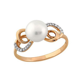 Кольцо ЮК Гранат - Золото 585, Жемчуг культивированный, Фианит (арт. 11801862)