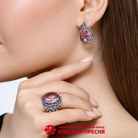 Кольцо Красная пресня - Серебро 925, Стекло (арт. 23615426-19)
