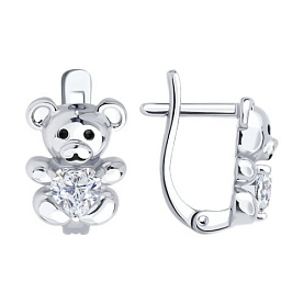 Серьги Diamant - Серебро 925, Фианит, Эмаль (арт. 94-120-02321-1)