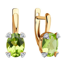 Серьги Diamant - Золото 585, Фианит, Хризолит (арт. 51-320-01968-3)