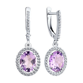 Серьги Diamant - Серебро 925, Аметист, Фианит (арт. 94-321-01999-2)