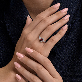 Кольцо SOKOLOV - Серебро 925, Гранат, Фианит (арт. 92014884)