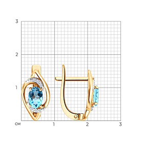 Серьги SOKOLOV - Золото 585, Топаз, Фианит (арт. 729390)