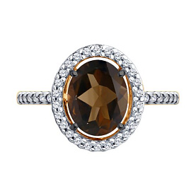 Кольцо Diamant - Серебро 925, Раухтопаз, Фианит (арт. 93-310-01999-4)