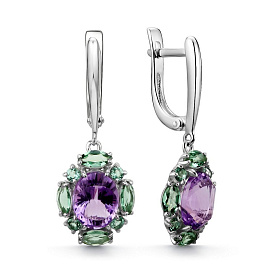 Серьги Дар - Серебро 925, Аметист, Празиолит (арт. С-5261рс4011200)