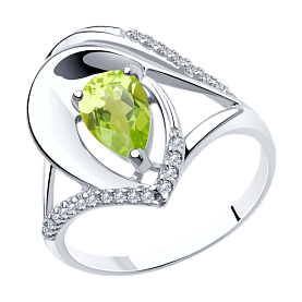 Кольцо SOKOLOV - Серебро 925, Фианит, Хризолит (арт. 94-310-00607-1)
